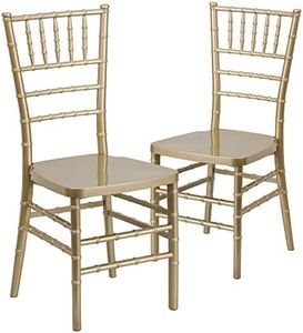 Flash Furniture Hercules Premium Series Chiavari Chairs for Formal Events and Banquets, Commercial/Residential All-Occasion Chairs, Set of 2, Gold