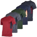 Men's Quick Dry Fit Shirt Short Sleeve Top Active Wear Training Athletic Base Layer Crew T-Shirt Fitness Rugby Gym Wicking Tee Workout Football Sports Running Exercise Undershirt - 5 Pack,Set 5-M