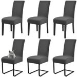 6 Pack Dining Chair Covers, Stretch Dining Chair Slipcovers,Chair Covers for Dining Chairs 6, Spandex Seat Covers,Removable Washable Slipcovers ​for Restaurant,Wedding,Dining Room(Deep Grey)