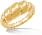 RENAEI 14K Gold Plated Wide Croissant Ring for Women | Size 5