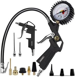 Hausse Heavy Duty Air Compressor Accessory Kit, Air Blow Gun and Air Hose Fittings, 1/4" NPT Air Tool Kit with 116 PSI Rubber Hose Tire Inflator Gauge