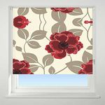 UNIVERSAL Papavero Patterned Thermal Blackout Roller Blind, Red, W90cm