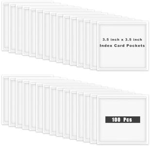 100 Pcs Self Adhesive Label Pockets,3.5 x 3.5 Inch Clear Label Pockets Index Card Pockets Card Holder Shelf Label Holder for Organizing