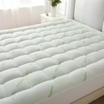 Bamboo King Mattress Pad, Cooling Breathable Mattress Topperwith 8-21”Deep Pocket, Soft Quilted Fitted Mattress Cover with Down Alternative Fill, 78 x 80 Inch