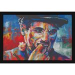 Mad Masters Sir Charlie Chaplin Rose in Mouth English Comic Actor Painting Photo Frame for Living Room, Bedroom, Home Decor and Wall Decoration (MM 1864, 8x12 Inch, Paper, With Plexi Glass)