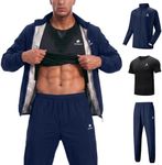 HOTSUIT 3-Piece Sauna Suit for Men Dry Fit Shirt for Running, Blue, M
