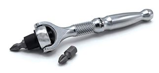 Titan 11318 1/4-Inch Drive x 4-Inch 90-Tooth Swivel Head Micro Ratcheting Bit Driver - Silver