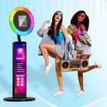 Portable Photo Booth Machine Compatible with Ipad 10.2'' 10.9'' 11'' 12.9'', Kricikr Selfie Station Photobooth with Custom Logo is Controlled by Remote or APP(Black)