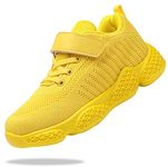 Shoful Girls Trainers Kids Sneakers Running School Shoes for Boys Lightweight Breathable Mesh Tennis Shoes Casual Sport Shoes Yellow Size 13 UK Child