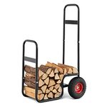 ORALNER Firewood Log Cart Carrier, 26“ Fire Wood Moving Carts with Large Rubber Wheels, Firewood Rack Storage Mover Indoor Fireplace Log Holder Wood Stove Rolling Dolly Hauler for Outdoor Fire Pit