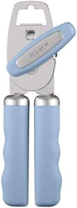 Zulay Kitchen Heavy Duty Stainless Steel Can Opener Manual with Bottle Opener - Rust Proof Manual Can Opener With Turn Knob & Comfy Soft Grip Handles - Light Blue