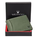 WildHorn Green Leather Wallet for Men I 9 Card Slots I 2 Currency & Secret Compartments I 1 Zipper & 3 ID Card Slots