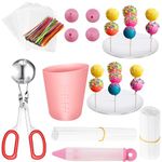 Tkifoda Cake Pop Kit,404 Pcs Lollipop Cake Pop Maker Set with Cake Pop Stand,Cake Pop Sticks and Wrappers,Decorating Pen, 4 Piping Tips,Measuring