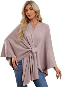 PULI Women's Elegant Shawl Wraps Soft Open Front Poncho Sweater for Spring Fall Winter oatmeal