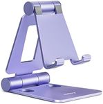 Nulaxy Dual Folding Cell Phone Stand, Fully Adjustable Foldable Desktop Phone Holder Cradle Dock Compatible with Phone 16 15 14 13 12 11 Pro Xs Xs Max Xr X 8, Nintendo Switch, All Phones - Purple