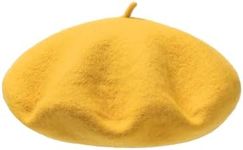 AWAYTR Wool French Beret Hats - Solid Color Artist Beret Hat for Women and Kids (Gold,Kids)