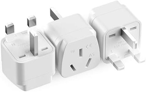 3PCS Travel Adapter UK, AU to UK International Power Adapters, AU to UK Universal Travel Plug (Type G), United Kingdom Travel Power Plug for UK, Hong Kong, Ireland, Singapore, White