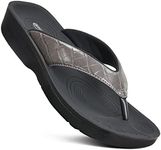 AEROTHOTIC Flip Flops for Women with Arch Support Plantar Fasciitis Orthopedic Cushioned Footbed Comfortable Non-Slip Sole with Padded Straps Dressy Casual Recovery Women Sandals (Felice Grey, US Footwear Size System, Adult, Women, Numeric, Medium, 11)