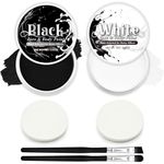 Black & White Face Paint Set (2.47 oz Each) - Professional High Pigment Oil-Based Makeup Kit for Halloween SFX, Clown, Joker, Skeleton Cosplay - Body & Face Costume Party Accessory for Kids Adults