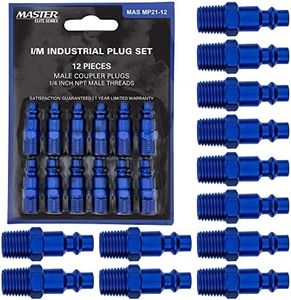 Master Elite Series 12 Piece Industrial I/M Type Plug Air Fittings Set with 1/4" NPT Male Threads - Attach to Quick-Connect Couplers, Hoses, Compressors, Pneumatic Air Tools, Spray Guns, Sanders