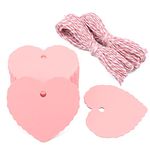 G2PLUS Heart Shaped Paper Gift Tags, 100 PCS Blank Favors Labels, 5.5x6 CM Paper Hang Tags with String for Wedding Party Supplies