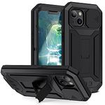 for iPhone 14 5G Case, Aluminum Metal Gorilla Glass Shockproof Military Heavy Duty Sturdy Protector Cover Hard Case for iPhone 14 (Black-Ⅱ)