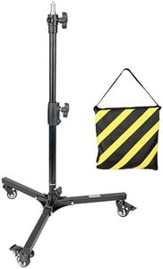 TENBEST Foldable Floor Light Stand with Wheels and Sand Bag for Low Angle Studio Flash LED Light Shooting