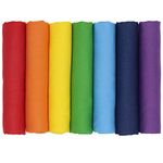 aufodara 7Pcs Cotton Patchwork Rainbow Fabric 17.7 x 19.68 Inch Solid Color Cotton Textile Bundles for Decoration Sewing Quilting DIY Crafts Pillows Bags Handwork (Rainbow)