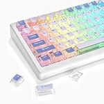 dagaladoo Pudding keycaps-Double Shot PBT/PC Keycaps Set with Hd Transparent Layer,Full 126 Key Set, Cherry Profile, English (US) Layout, for MX Switches Mechanical Gaming Keyboards(White/Purple)