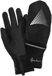 TrailHeads Mens Running Gloves Touchscreen Fingers & Convertible Waterproof Mitten Shell - for Winter, Reflective, Warm - Black/Reflective (Small/Medium)