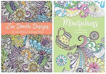 Squiggle Anti-Stress Adult Colouring Books, Mindfulness & Zen Doodle Designs - Set of 2 White