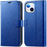 TUCCH Wallet Case for iPhone 13, [RFID Blocking] [4 Card Slots] Flip Cover RFID Blocking Magnetic Closure Shock-Absorbent Case Compatible with iPhone 13 6.1 - Klein Blue