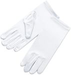 ZaZa Bridal Girl's Fancy Stretch Satin Dress Gloves Wrist Length 2BL-Girl's Size Small (4-7 yrs)/White