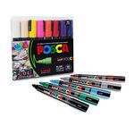 uni-ball Posca 5M 1.8-2.5 mm Bullet Shaped Paint Marker Pen | Reversible & Washable Tips | For Rocks Painting, Fabric, Wood, Canvas, Ceramic, Scrapbooking, DIY Crafts | 16 Shades, Pack of 16