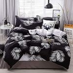 Feelyou Leaves Duvet Cover Set Full Size Decorative Luxury Leaf Print Bedding Set Botanical Plant Black White Microfiber Polyester Comforter Cover with 2 Pillow Shams, Lightweight 3 Pcs, Zipper