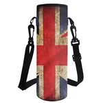 HUGS IDEA Neoprene Can Bottle Holder Cooler Bottle Sleeve with Adjustable Strap, Vintage Britain Flag UK