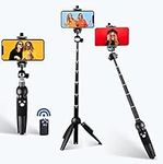 40 Inch Selfie Stick Phone Tripod - Portable Aluminum Alloy Cell Phone Stand with Wireless Remote Shutter Compatible with iPhone iPhone 13/12/11/11 Pro/XS/X/8/7 Plus/Android Phone/Camera/GoPro.