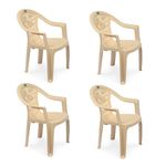 Nilkamal Mid Back Plastic Chair CHR2060|3-Years Warranty|Chair for Living Room, Bed Room, Kitchen, Office Room, Outdoor| 100% Polypropylene Stackable Chair | (Marble Beige, Set of 4)