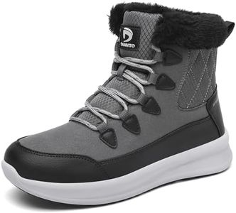 Dannto Womens Winter Snow Boots Warm Fur Lined Ankle Shoes Water Resistant Booties Non Slip Sole Dark Gray 8.5