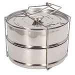2 Tier Stackable Steamer Insert Pans with Basket Rack Cooking Baking Lasagna Pans Pressure Cooker Accessories for Steaming Rice Vegetables Meat 7 × 6 inch
