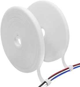 ECOHomes 1/2 Inch x 180 FT Double Sided Hook and Loop Roll Tape - Two Sided, Self Stick, Reusable Cable Ties Wrap for Cable Management, Heavy Duty Extender Straps Long Wire Strips Band White