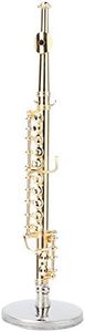 Miniature Flute, 11CM Mini Gold Copper Flute Model Musical Instrument Model with Stand and Case Musical Gifts Home Decor