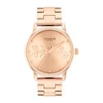 Coach Grand Qtz Basic Rose Gold Round Dial Women's Watch|Ionic Plated Rose Gold Steel Material|Gold Color Band - 14503076