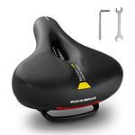 ROCKBROS Comfortable Bike Seat Bicycle Saddle for Men Women Waterproof Wide Soft Bike Cushion Dual Shock Absorbing Bike Accessories Fit for Mountain Road Bike with Reflective Strip Reflective Strip (Yellow)