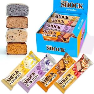 FitnesSHOCK High-Protein Bars Mix Box, 30% Protein, Low Carb, No Added Sugar, 5g collagen, Fiber-Rich, Low-Calorie, 12x40g
