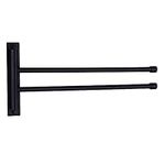 BEIGEEWY Matte Black Swing Out Towel Racks for Bathroom Holder Wall Mounted Towel Bars with Hooks 2-Arm