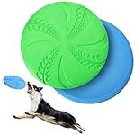 Nobleza Dog Frisbee, 2 Pack Large Natural Rubber Frisbee Dog Toy, Durable Dog Flying Disc Saucer, Floating Lightweight Interactive Fetch Toy for Dogs Training, Diameter 20 cm, Blue & Green