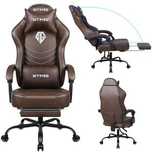 Gaming Chair, Video Game Chair with Footrest and Lumbar Support, PU Leather Recliner Computer Gaming Chair for Adults, Height Adjustable Gamer Chair with 360°-Swivel Seat and Headrest