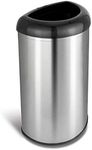 Ninestars Open Top Office Bathroom Semi-Round Trash Can, AMZ-OTT-50-19BK, Black, 13 Gal. 50 L.