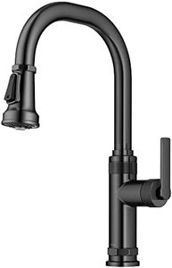 KRAUS Allyn Industrial Pull-Down Single Handle Kitchen Faucet in Spot-Free Black Stainless Steel, KPF-4102SFSB